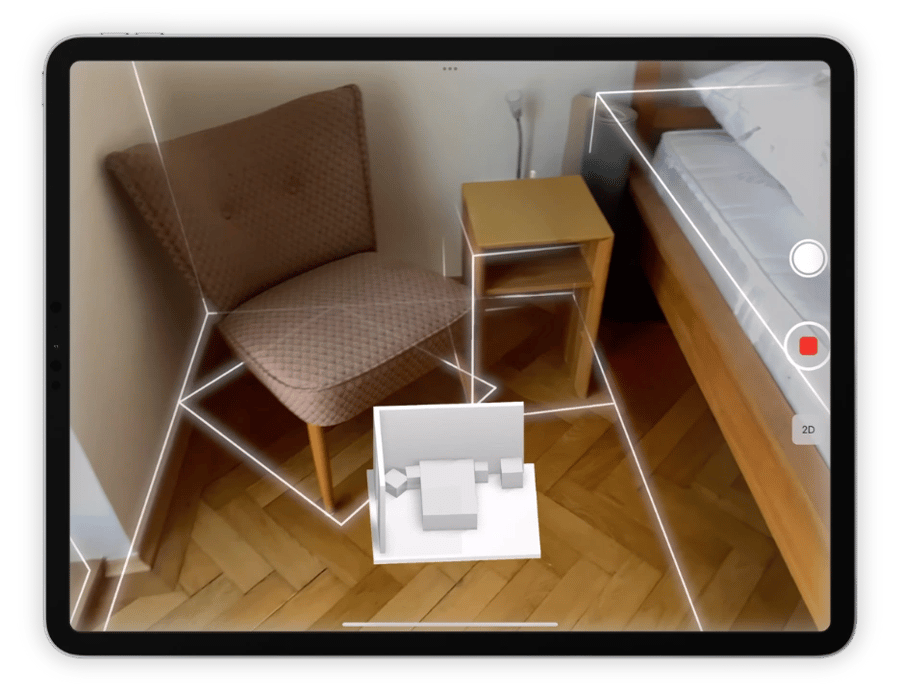 scanning a room with an ipad using magicplan app lidar autoscan to detect objects